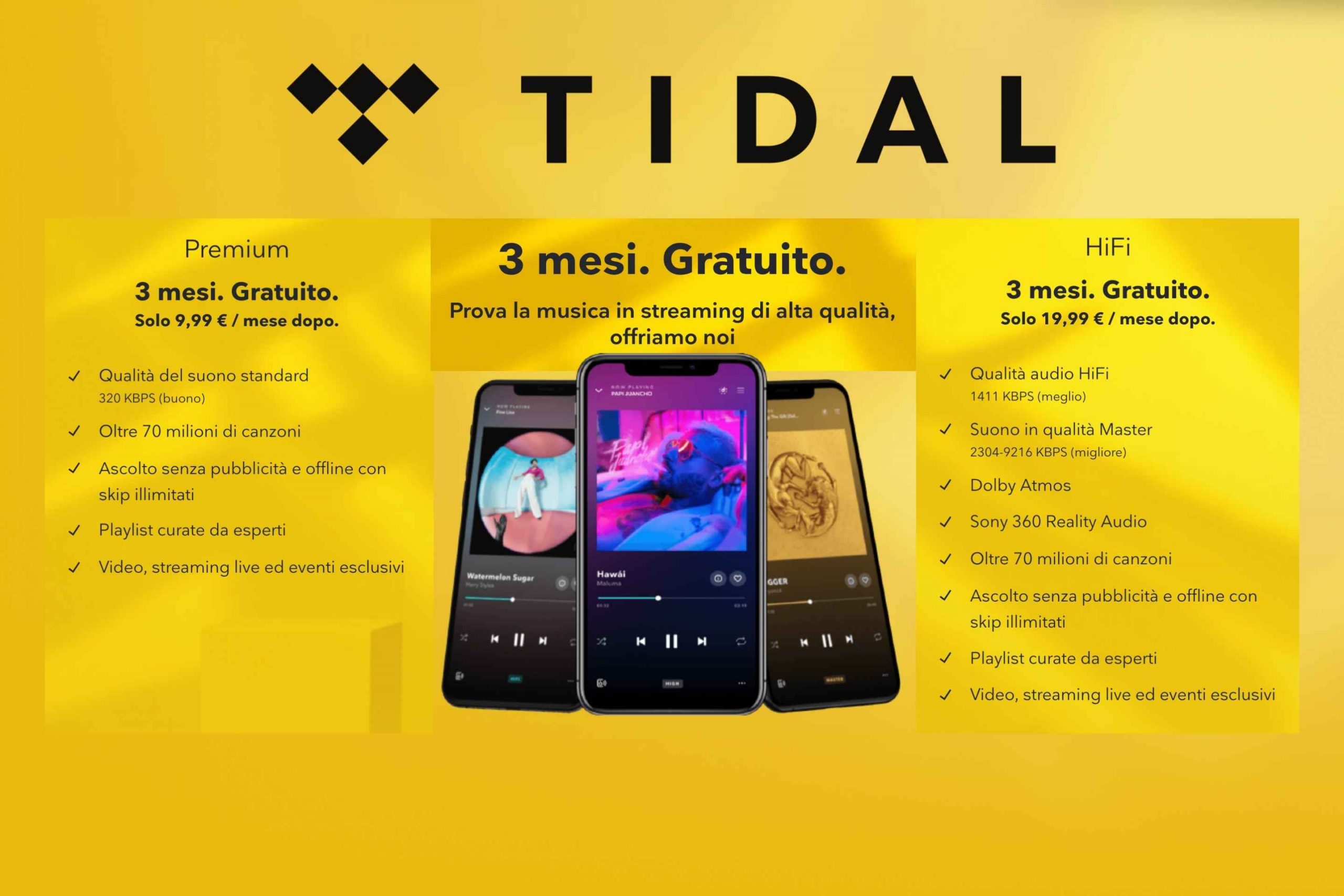 Prova Tidal gratis per 3 mesi: per te più di 70 milioni di brani in streaming ad altissima qualità