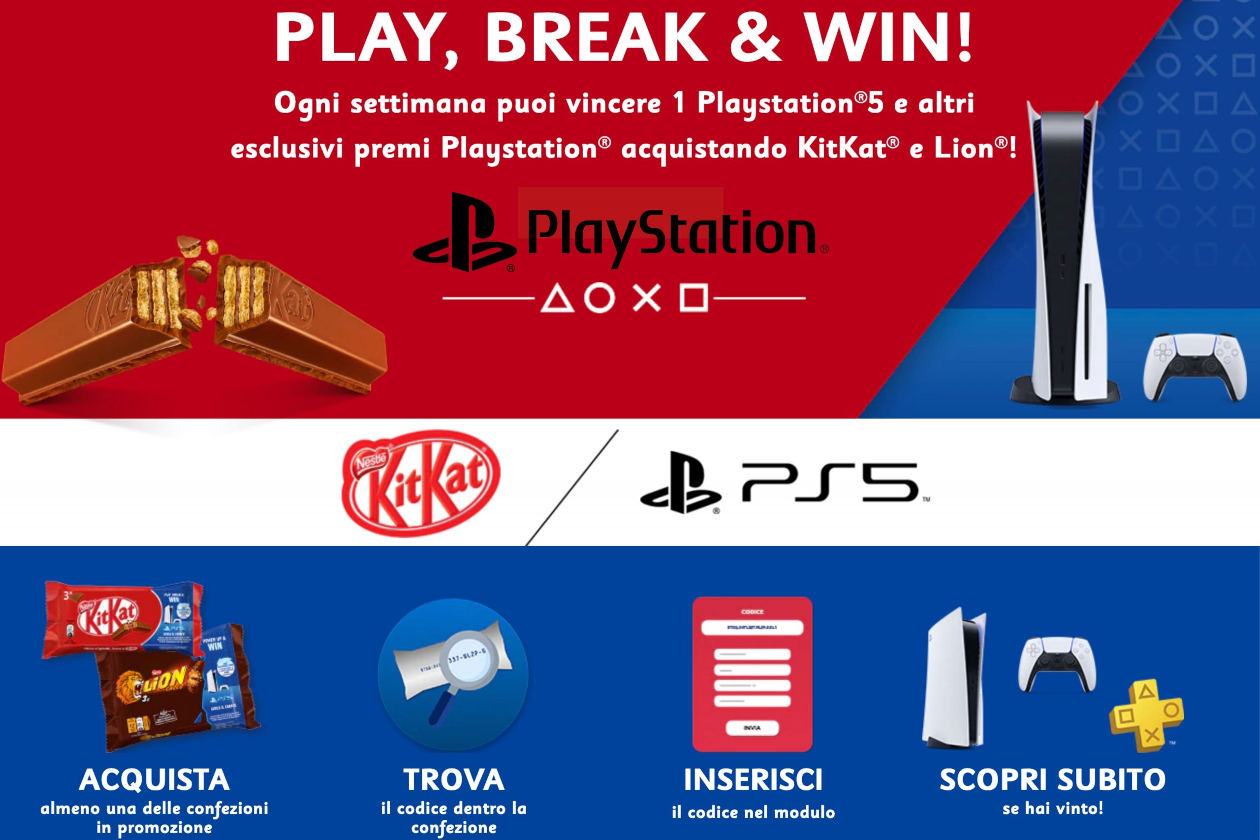 Concorso KitKat Play, Break & Win: Come vincere una Playstation 5