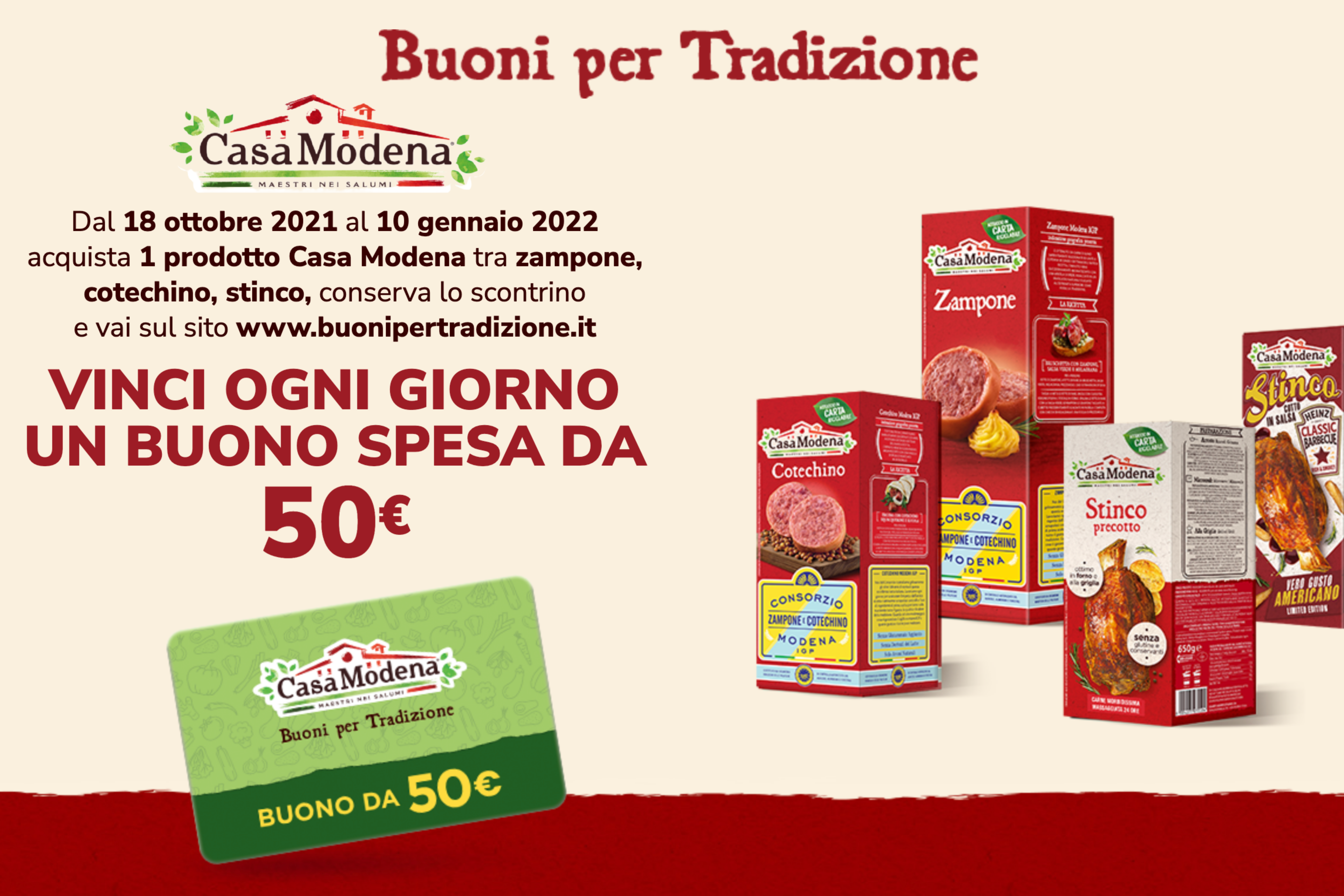 Concorso “Buoni per tradizione”: come vincere un buono spesa da 50€ con Casa Modena