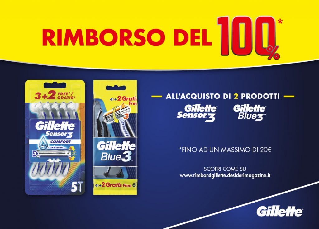 Cashback “Rimborso del 100%” by Gillette: come ricevere il rimborso di 2 confezioni