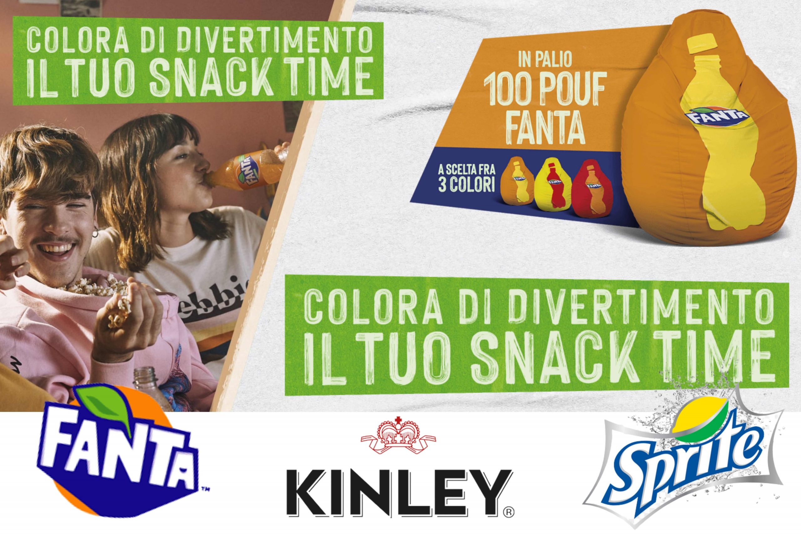 Concorso “Colora di divertimento il tuo Snacktime”: come vincere 100 pouf brandizzati Fanta, Sprite e Kinley