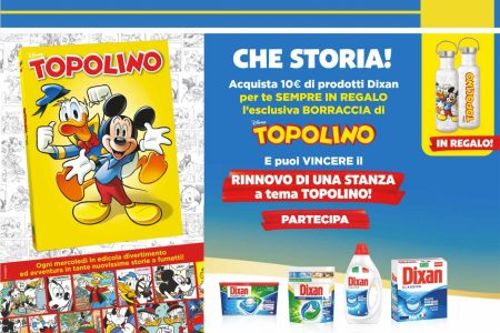 Concorso Che storia con Dixan: come vincere una borraccia di topolino e il rinnovo di una stanza