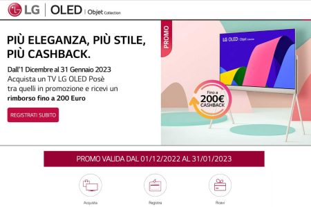 Cashback LG Pose: come ricevere il rimborso fino a 200€ sulla TV LG OLED Posè