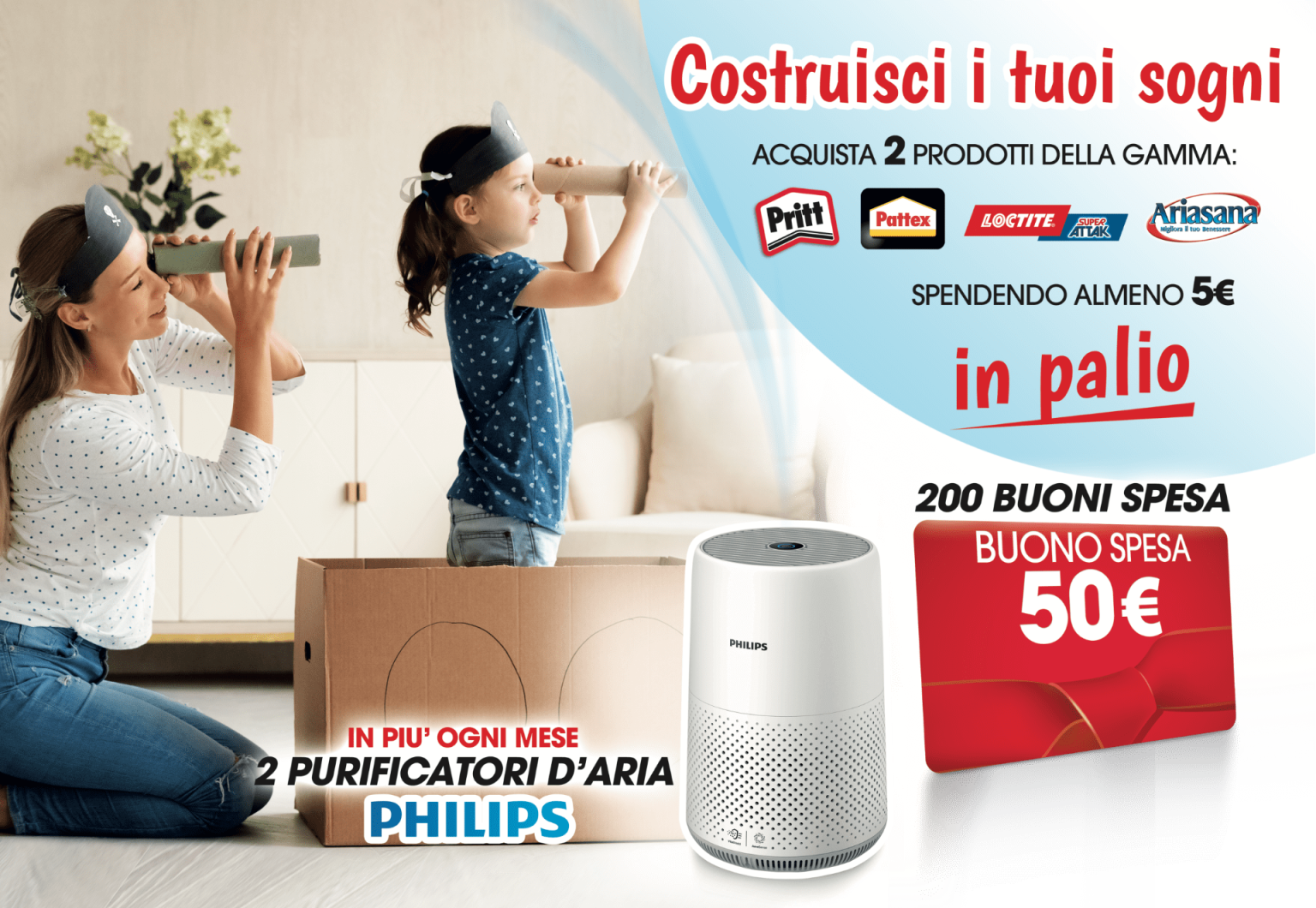 Concorso Costruisci i tuoi sogni 2023: come vincere un buono spesa da 50€ e un purificatore Philips home bg