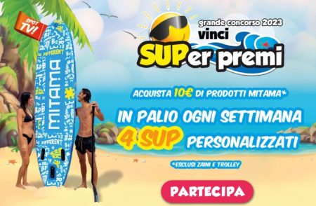 Concorso ”Con Mitama Vinci SUPER Premi!”: come vincere Sup gonfiabile personalizzato Mitama