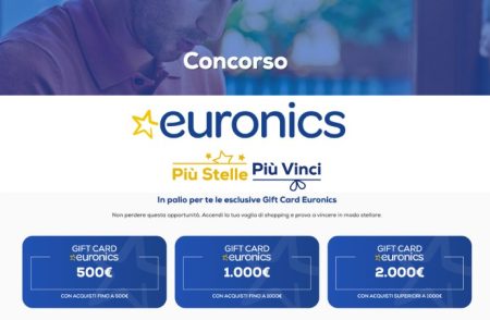 Concorso Euronics ”Più Stelle Più Vinci”: come vincere Gift Card da 500€, 1000€ e 2000€