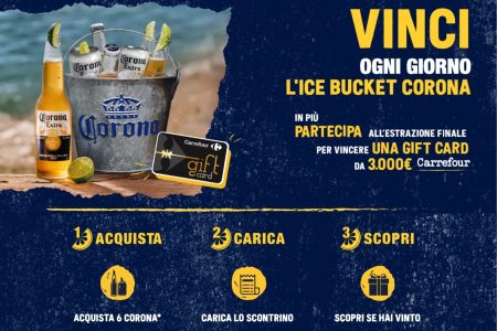 Concorso ”Corona per Carrefour 2023”: come vincere una Gift card da 3000 euro e un Ice Bucket