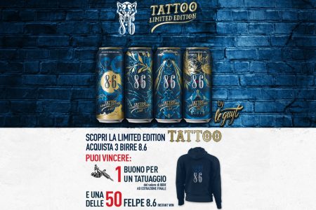 Concorso ”8.6 Tattoo Limited edition 2023”: vinci un buono per un tatuaggio e una felpa