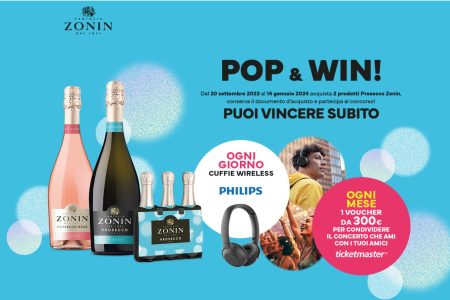 Concorso Zonin ”Pop&win”: come vincere cuffie Philips e un Voucher da 300 euro