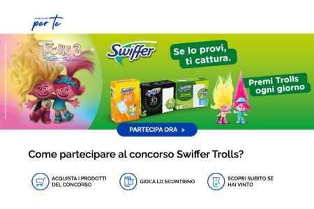 Concorso ”Swiffer Trolls”: Come vincere pupazzi Trolls 3 e un viaggio a Londra