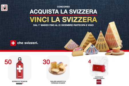 Concorso ”Acquista La Svizzera Vinci la Svizzera 2024”: In palio borracce SIG, un tagliere di formaggi e un tostapane Novis