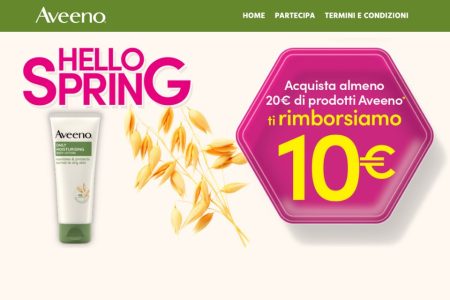 Cashback Aveeno Hello Spring 2024: come ricevere 10 euro di rimborso