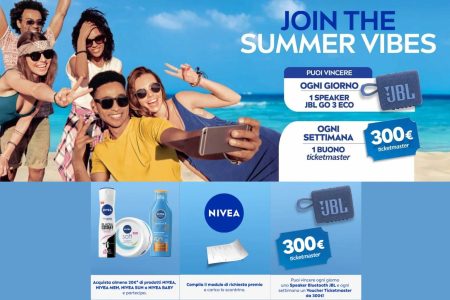 Concorso Nivea ”Promo Summer 2024”: come vincere Speaker JBL e voucher Ticketmaster