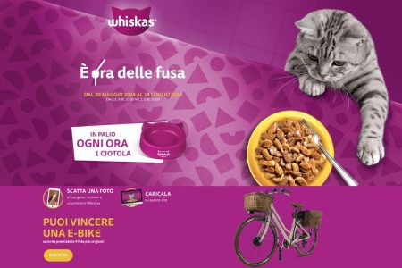 Concorso Whiskas ”È Ora Delle Fusa”: Come vincere ciotole e bici elettriche
