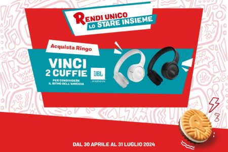 Concorso Ringo ”Rendi Unico Lo Stare Insieme”: Vinci cuffie wireless JBL