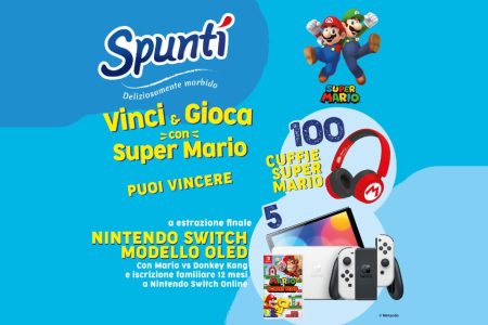 Concorso Spuntì ”Vinci E Gioca Con Super Mario”: In palio cuffie e Nintendo Switch OLED
